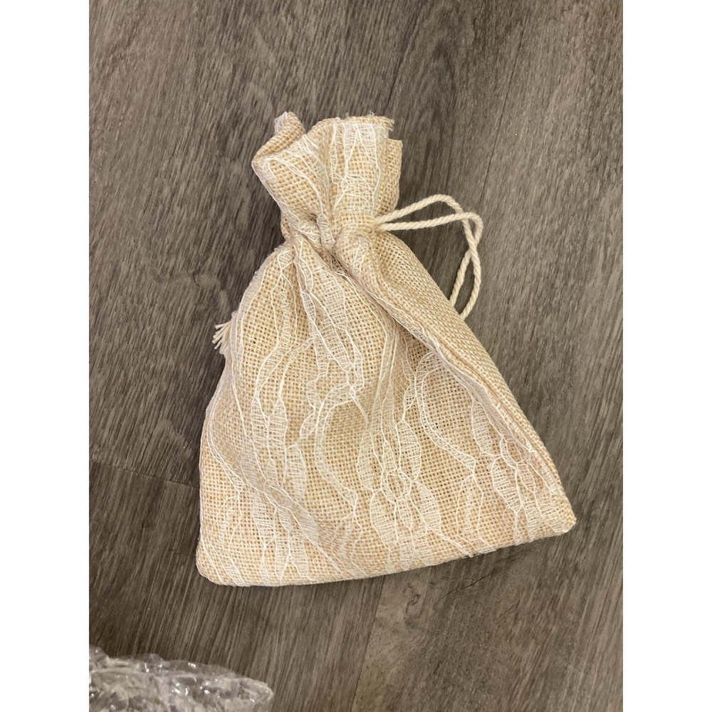 Lot of 50 Burlap & Lace Drawstring‎ Favor Bags 4x6 Rustic Wedding